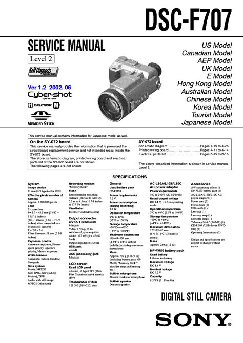 Sony dsc f707 digital still camera service manual. - Guida alle opere d'arte della scuola di s. fantin..