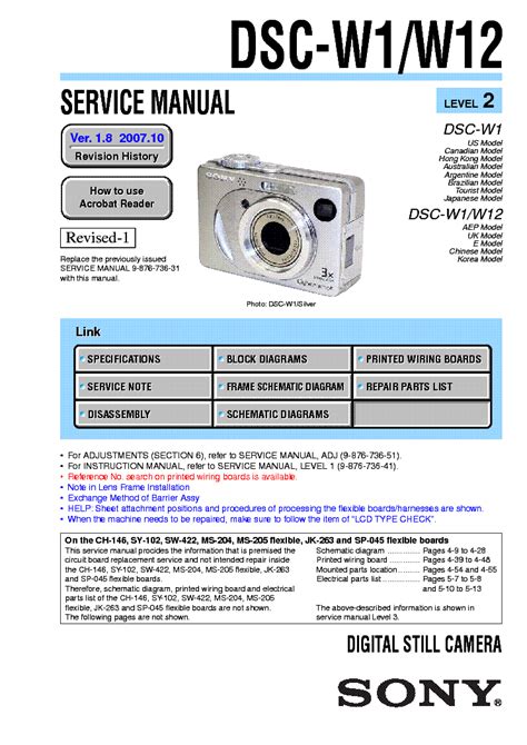Sony dsc w1 dsc w12 camera service manual level 1. - Panasonic dimension 4 manuale di istruzioni per microonde.