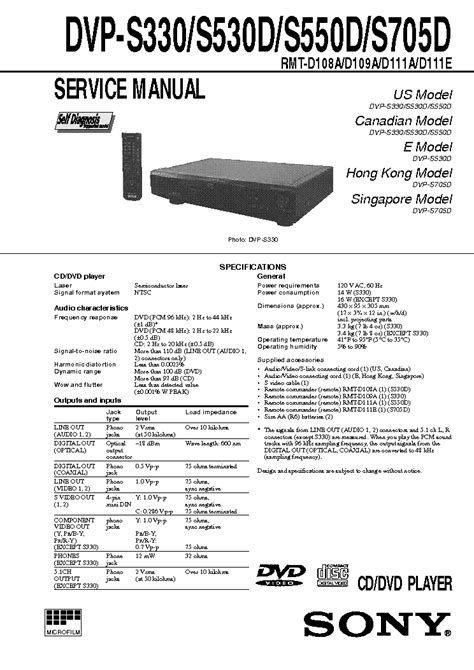 Sony dvp s330 dvp s530d cd dvd player repair manual. - Manuale del sollevatore telescopico jcb 537.