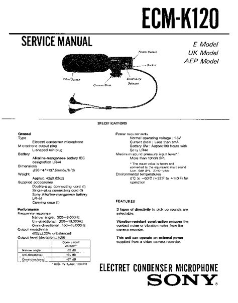 Sony ecm k120 electret condenser microphone service manual. - Ski doo formula z 700 2000 service shop manual.