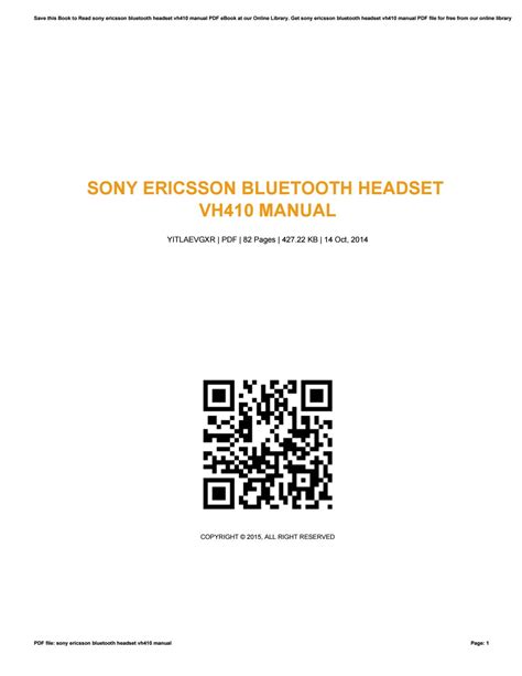 Sony ericsson vh410 bluetooth headset manual. - Study guide for 220 insurance license florida.