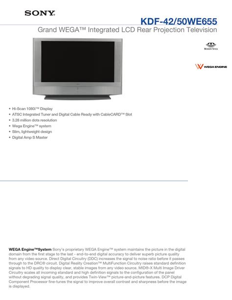 Sony grand wega kdf 42we655 manual. - Design a user manual documentation template.