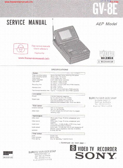 Sony gv 8e video tv recorder repair manual. - Lg gr l197wvs refrigerator service manual.