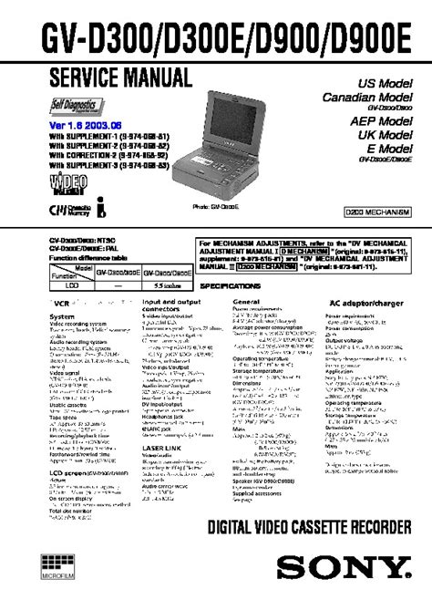Sony gv d300 gv d300e digital video cassette recorder repair manual. - Parts manual for 2003 lincoln town car.