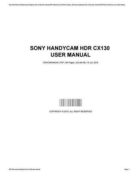 Sony handycam hdr cx130 user manual. - Emissione manuale serie 1 carburatore tecumseh.