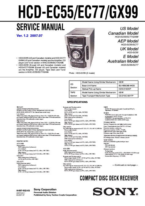 Sony hcd ec55 ec77 gx99 service manual download. - Yamaha mcx 1000 musiccast service manual repair guide.