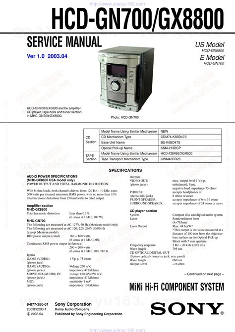 Sony hcd gn700 hcd gx8800 mini hi fi component system repair manual. - Manual de diagnostico etiologico edizione spagnola.