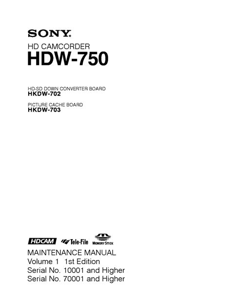 Sony hd camcorder hdw 750 service repair manual. - Panasonic th 50px75u tv plasma service manual.