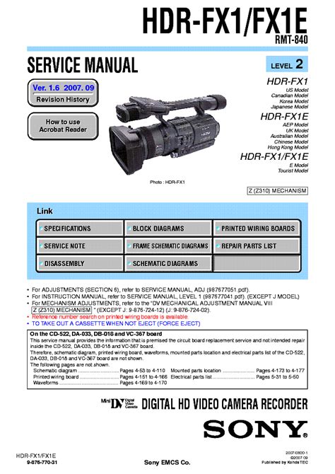 Sony hdr fx1 fx1e hd video camera service manual download. - Komatsu pw200 7h pw220 7h hydraulic excavator service repair manual.