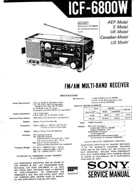 Sony icf 6800w receiver repair manual. - Weird new england your guide to new england local legends and best kept secr.