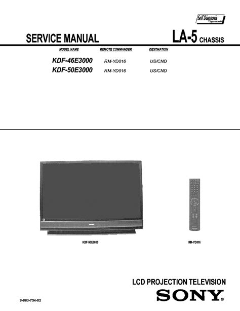 Sony kdf 46e3000 kdf 50e3000 tv service manual download. - Sra imagine it 6th grade pacing guide.