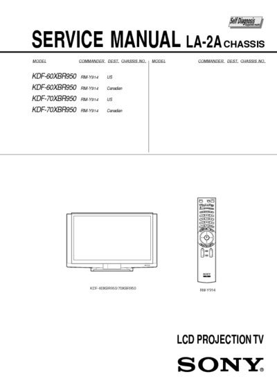 Sony kdf 60xbr950 kdf 70xbr950 service manual. - Manual para el t cnico de sala de fitness color manual para el t cnico de sala de fitness color.