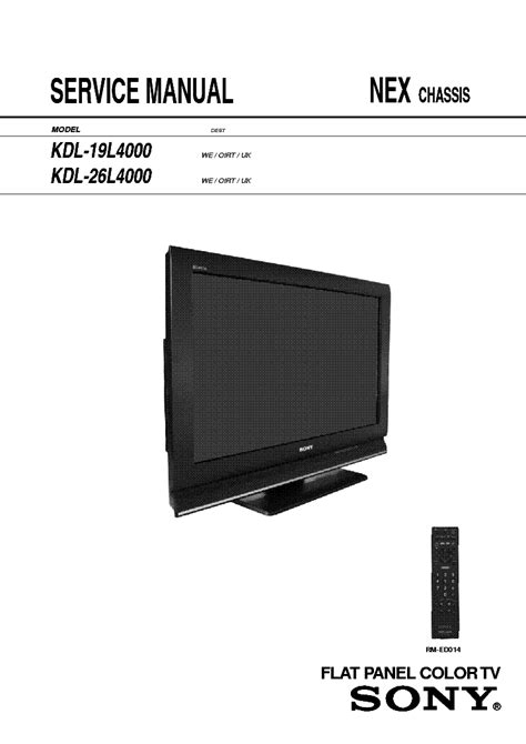 Sony kdl 19l4000 kdl 26l4000 lcd tv service repair manual. - Suzuki gsxr 1000 k5 k6 service manual.