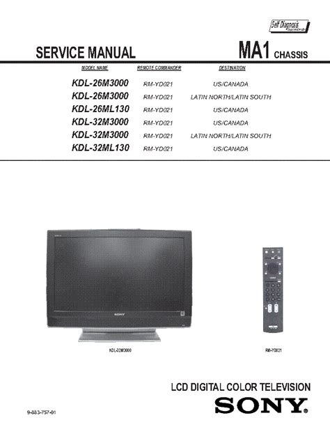 Sony kdl 26m3000 32m3000 26ml130 32ml130 service manual repair guide. - Answers to the guided reading great society.