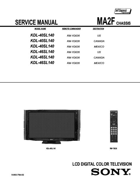 Sony kdl 40sl140 46sl140 service manual repair guide. - Technical traders guide to computer analysis of the futures markets.