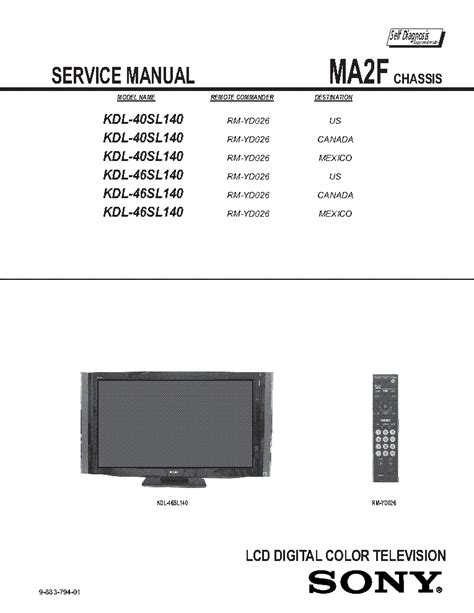 Sony kdl 40sl140 kdl 46sl140 lcd tv service repair manual. - Dawne i współczesne symbole powstań śląskich.