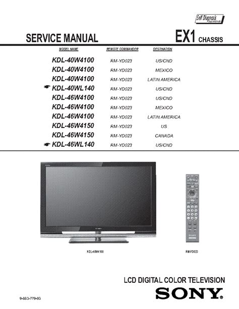 Sony kdl 40w4100 40wl140 service manual and repair guide. - Apriporta manuale manuale 1 2 hp.