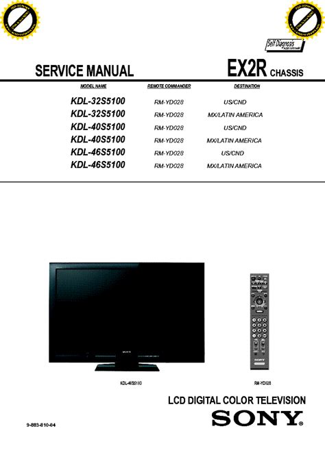 Sony kdl 46s5100 kdl 40s5100 manuale di servizio tv lcd. - Canon ef s 17 55 service manual.