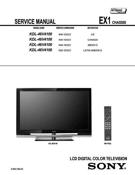 Sony kdl 46v4100 full service manual repair guide. - Hyundai terracan 2002 2005 repair service manual.