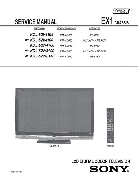 Sony kdl 52v4100 kdl 52w4100 kdl 52wl140 lcd tv service repair manual. - Isuzu kiki diesel feul system manual.