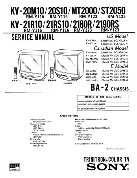 Sony kv 21c5b kv 21c5d trinitron color tv repair manual. - Monstro sagrado e o amarelinho comunista.