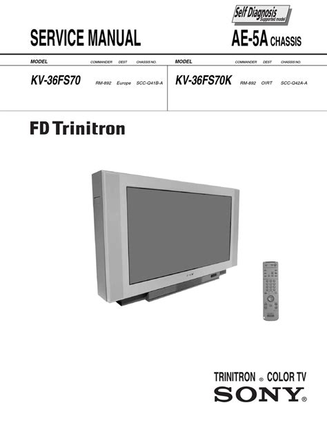 Sony kv 36fs13 trinitron color tv service manual. - Soziologische und ökologische untersuchungen alpiner rasengesellschaften.