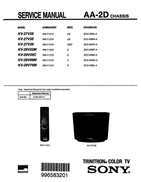 Sony kv 36fv300 trinitron color tv service manual download. - Einführung in methoden und ergebnisse der primzahltheorie..