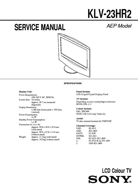 Sony lcd tv klv 23hr2 service manual. - Dewalt construction estimating complete handbook free download.