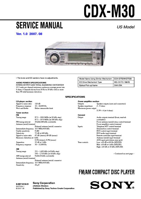 Sony marine drive s cdx m30 manual. - 2004 acura rl window regulator manual.