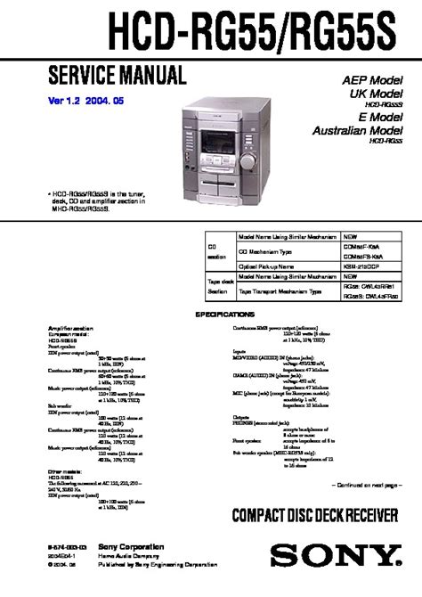 Sony mhc rg55 mhc rg55s mini hi fi component system parts list manual. - Peugeot 207 service manual wiring diagram.