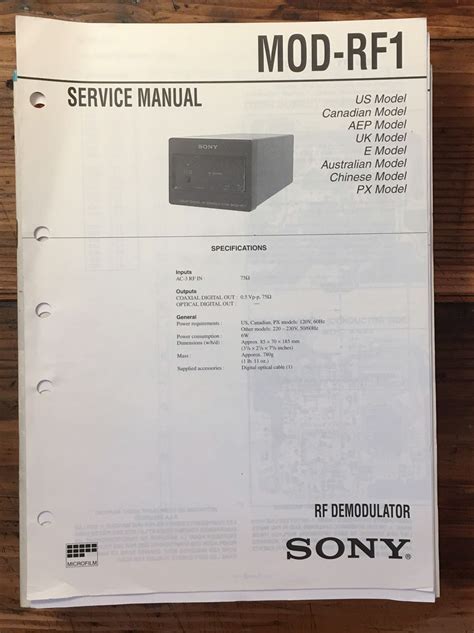 Sony mod rf1 rf demodulator repair manual. - Massey ferguson mf 10 baler parts manual.