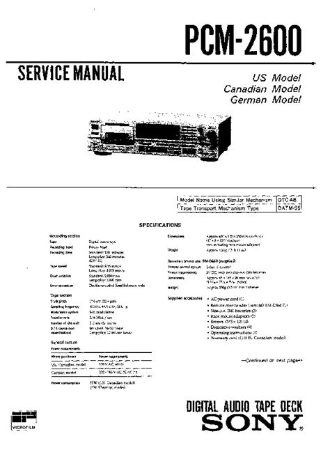 Sony pcm 2600 manuale di servizio. - Lombardini ldw chd series engine workshop service manual.