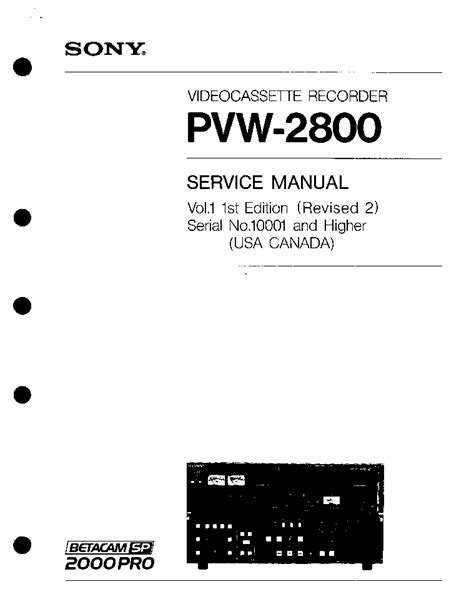 Sony pvw 2800p videocassette recorder service manual. - Remote start manual transmission neutral safety switch.