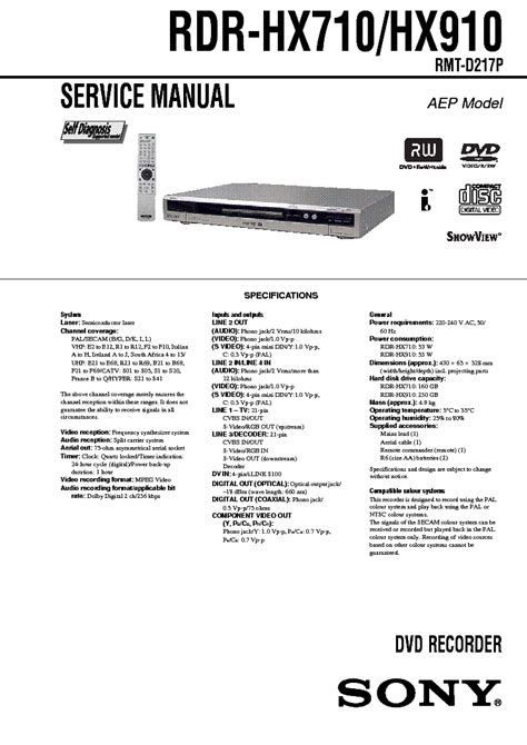 Sony rdr hx710 hx910 service repair manual. - Briggs and stratton repair manual 121607.