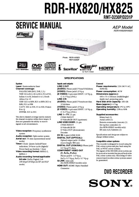 Sony rdr hx820 hx825 service manual repair guide. - Fruhes eisen in europa: festschrift, walter ulrich guyan zu seinem 70. geburtstag.
