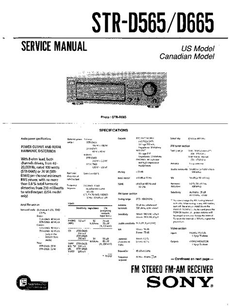 Sony str d665 str d565 av reciever owners manual. - Guía de operaciones de configuración de flash startalk.