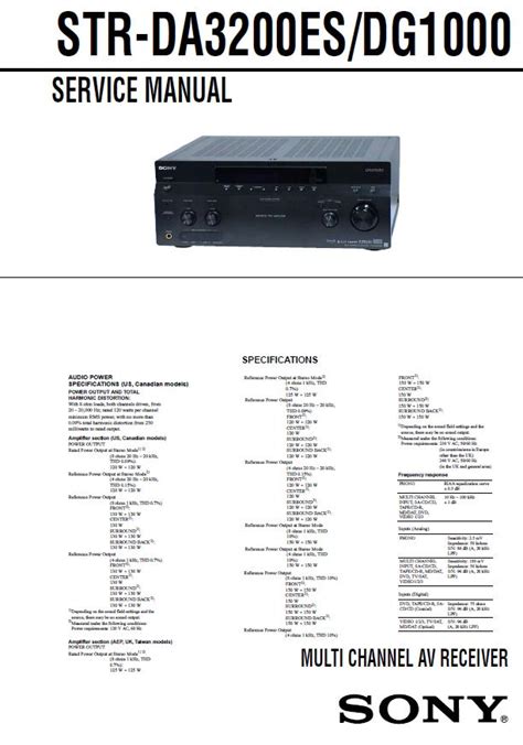 Sony str da3200es dg1000 av receiver service manual. - Imperialismo yanqui y la buena vecindad..