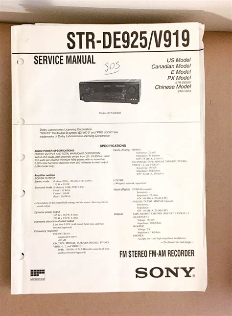 Sony str de925 v919 fm stereo recorder repair manual. - Yamaha vmx12 1985 2007 repair service manual.