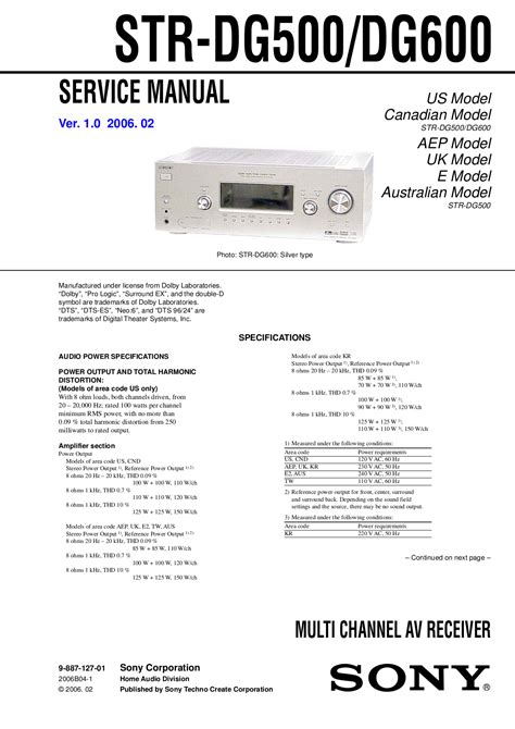 Sony str dg500 av reciever owners manual. - Cctv video training manual f m systems.