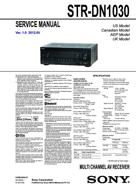 Sony str dn1030 av reciever owners manual. - 89 dodge ram 50 repair manual.