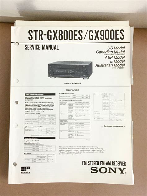 Sony str gx800es gx900es service manual. - Free hayens manuals on ford bantam.