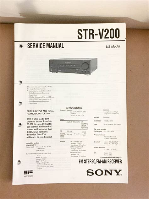 Sony str v200 av reciever owners manual. - Lg 50pt353 plasma tv manual de servicio.