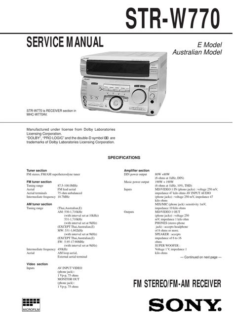Sony str w770 manual de servicio. - Manuale del congelatore frigo hotpoint ffa90.