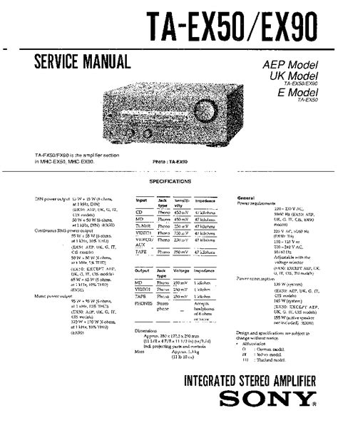 Sony ta ex50 ta ex90 manuale di riparazione dell'amplificatore. - Dodge 6 speed manual transmission problems.