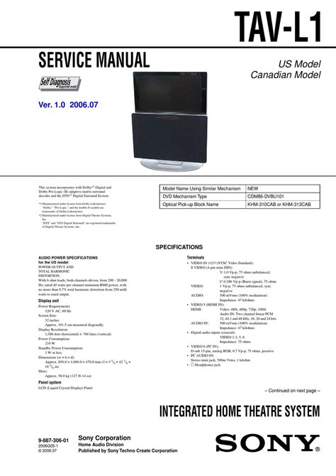 Sony tav l1 home system service manual. - Manual instrucciones bosch maxx 7 varioperfect.
