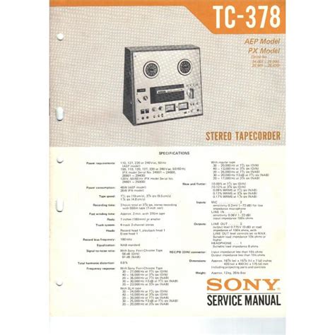Sony tc 378 manuale di servizio. - España en tiempos de quijote/spain in the time of quijote.