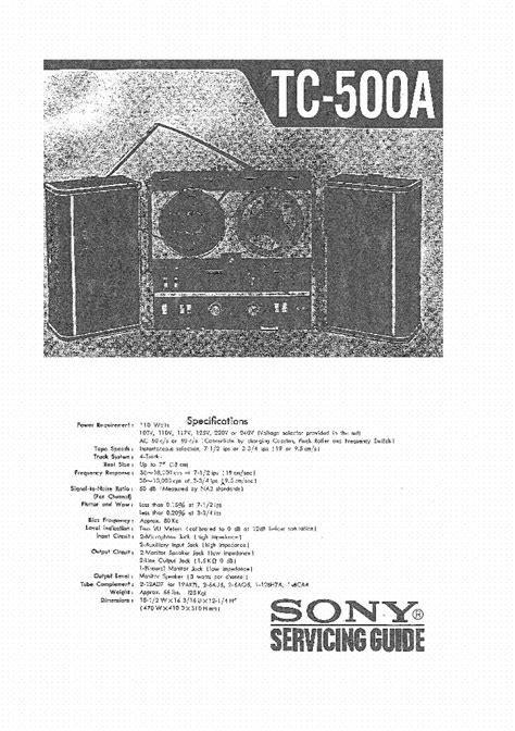 Sony tc 500a servicing guide service manual. - Manual de taller fiat stilo jtd.