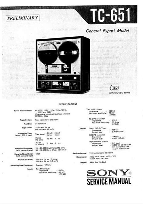 Sony tc 651 reel to reel tape recorder service manual. - Les plus belles pages de la typographie moderne.