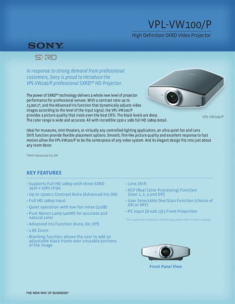 Sony vpl vw100 video projector service manual download. - Service manual vanguard v twin 303447.