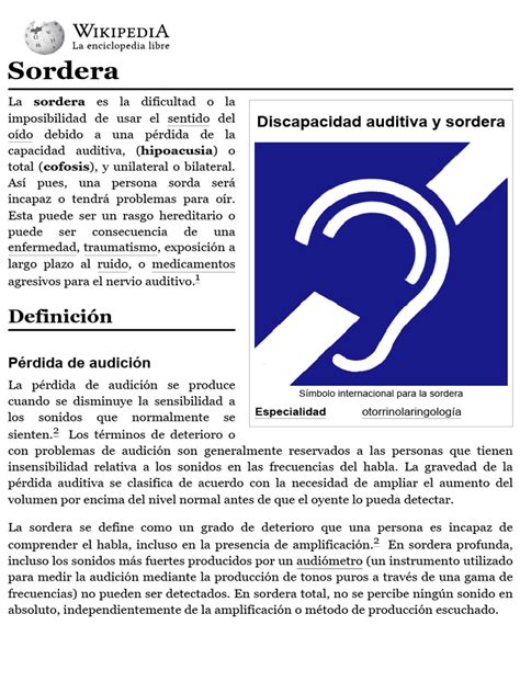 Sordera - Wikipedia, la enciclopedia libre